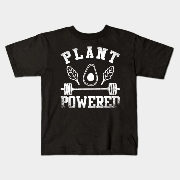 Plant Powered Weightlifter Kids T-Shirt by thingsandthings